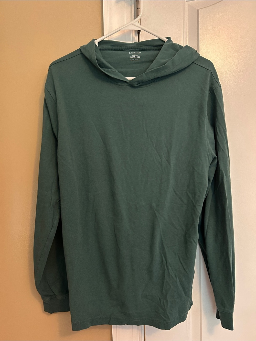 J. Crew Men’s Dark Green Pullover Hooded Long-Sleeve Shirt